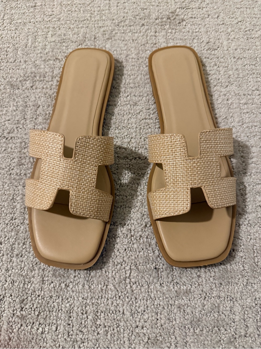 Billini Beige Woven Slide Sandals